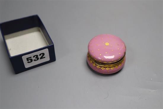 A Victorian enamel pill box, c.1860